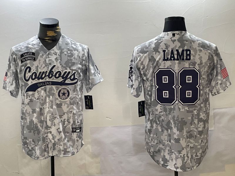 Men Dallas Cowboys 88 Lamb Nike Arctic Camo 2024 Salute to Service Limited NFL Jersey style 5